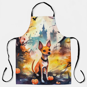 Halloween Basenji met pompoenen eng Schort