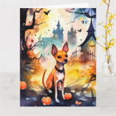 Halloween Basenji met pompoenen griezelig Kaart (Gele Bloem)