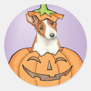 Halloween Basenji Ronde Sticker