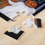 Halloween Bash Black Cat Schattigee heks spookhuis Legpuzzel (Zijkant)