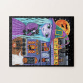 Halloween Bash Black Cat Schattigee heks spookhuis Legpuzzel (Horizontaal)