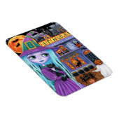 Halloween Bash Black Cat Schattigee heks spookhuis Magneet (Rechterzijde)