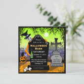 Halloween Bash Graveyard Uitnodiging (Staand voorkant)