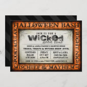 Halloween Bash Sinaasappel & White Wied Invite Kaart (Voorkant / Achterkant)