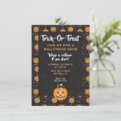 Halloween Bash Trick or treat Pumpkin Snoep Kaart (Staand voorkant)