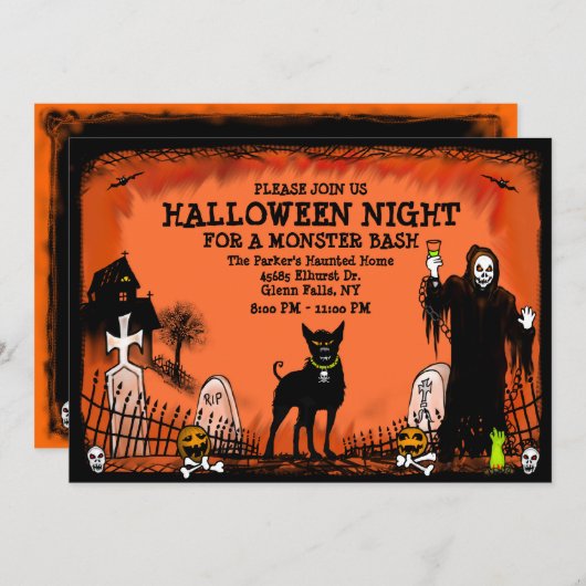 Halloween Bash - Uitnodiging - Graveyard Dog (Voorkant / Achterkant)