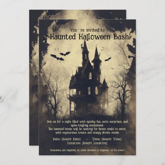 Halloween Bash! Uitnodiging voor Halloween Party (Voorkant / Achterkant)