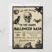 Halloween Bash Volwassen  Gotische Schedel Kaart (Voorkant)