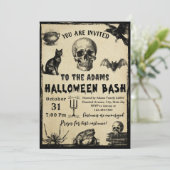 Halloween Bash Volwassen  Gotische Schedel Kaart (Staand voorkant)