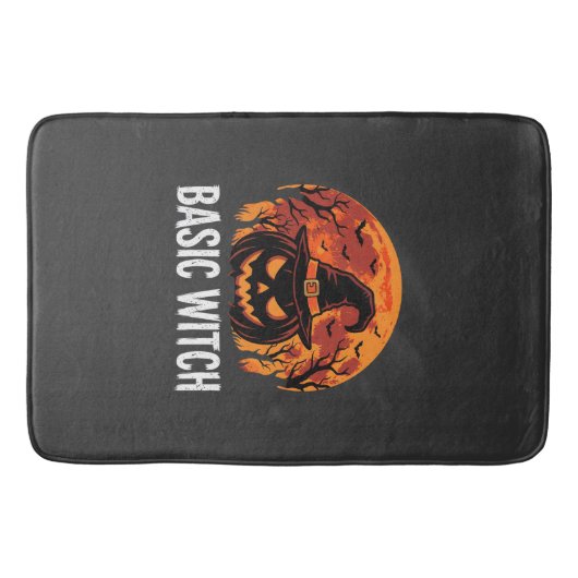 Halloween Basis Heks Pompoen Maan Grafisch Badmat (Voorkant)