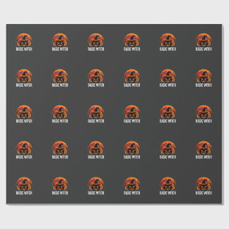 Halloween Basis Heks Pompoen Maan Grafisch Cadeaupapier