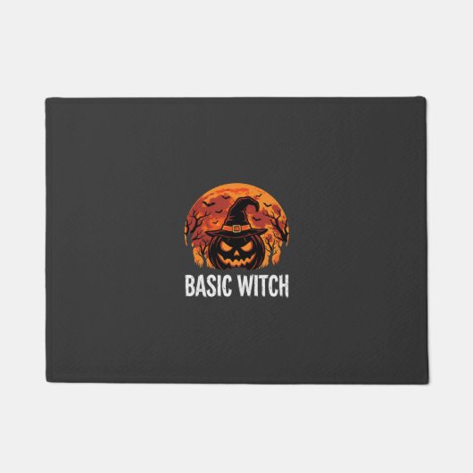 Halloween Basis Heks Pompoen Maan Grafisch Deurmat (Voorkant)