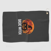 Halloween Basis Heks Pompoen Maan Grafisch Golfhanddoek (Horizontaal)