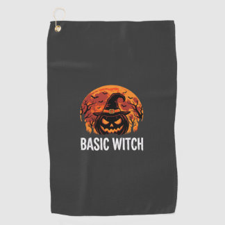 Halloween Basis Heks Pompoen Maan Grafisch Golfhanddoek