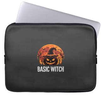 Halloween Basis Heks Pompoen Maan Grafisch Laptop Sleeve