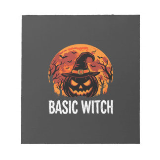 Halloween Basis Heks Pompoen Maan Grafisch Notitieblok