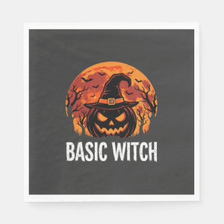 Halloween Basis Heks Pompoen Maan Grafisch Servet