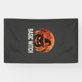 Halloween Basis Heks Pompoen Maan Grafisch Spandoek (Horizontaal)