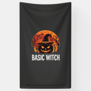 Halloween Basis Heks Pompoen Maan Grafisch Spandoek