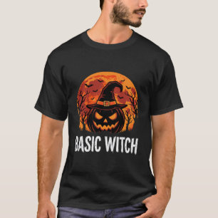 Halloween Basis Heks Pompoen Maan Grafisch T-shirt