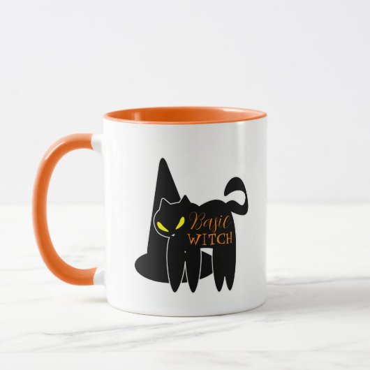 Halloween Basis Heks Zwarte Kat Mok (Links)