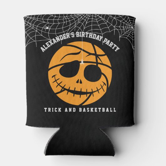 Halloween Basket Ball Trick of Basketbal Verjaarda Blikjeskoeler (Achterkant)