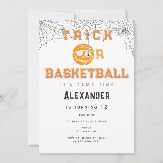Halloween Basket Ball Trick of Basketbal Verjaarda Kaart (Voorkant)