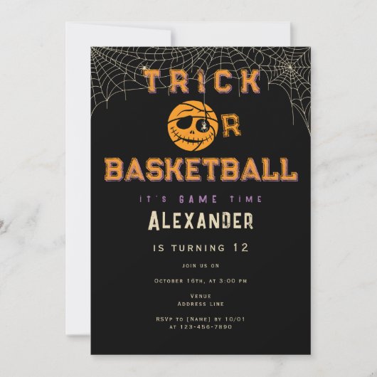 Halloween Basket Ball Trick of Basketbal Verjaarda Kaart (Voorkant)