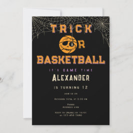 Halloween Basket Ball Trick of Basketbal Verjaarda Kaart