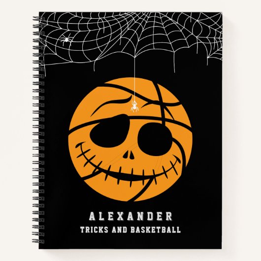Halloween Basket Ball Trick of Basketbal Verjaarda Notitieboek (Voorkant)