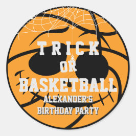 Halloween Basket Ball Trick of Basketbal Verjaarda Ronde Sticker