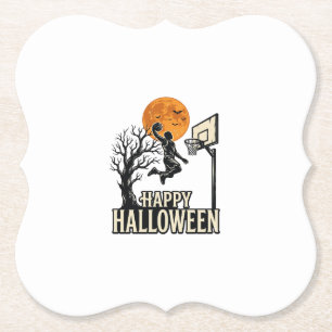 Halloween Basketbal Gelukkig Halloween Vintage Spo Kartonnen Onderzetters