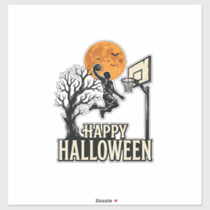 Halloween Basketbal Gelukkig Halloween Vintage Spo Sticker
