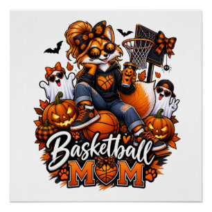 Halloween Basketbal Moeder Vos – Griezelige Hoops Perfect Poster