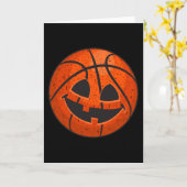 Halloween Basketbal Pompoen Kaart (Gele Bloem)