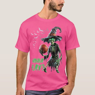 Halloween Basketbal Wil Spooky Skeletale Wii Spele T-shirt