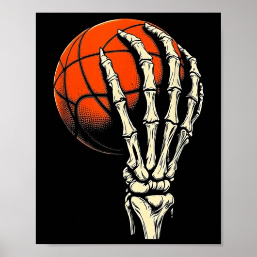 Halloween Basketball Skeleton Skull Player Men Boy Poster (Voorkant)