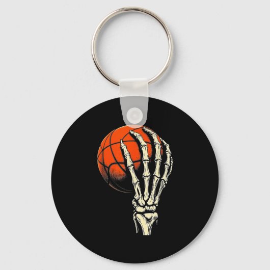 Halloween Basketball Skeleton Skull Player Men Boy Sleutelhanger (Voorkant)