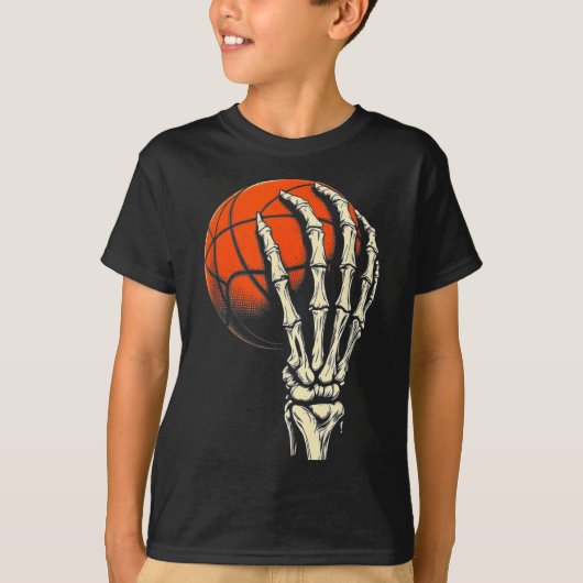 Halloween Basketball Skeleton Skull Player Men Boy T-shirt (Voorkant)