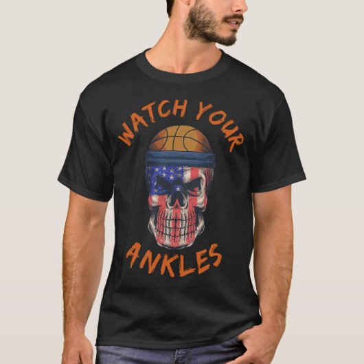 Halloween Basketball Skeleton Watch Your 90s baske T-shirt (Voorkant)