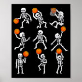 Halloween Basketball Skeletons Dunking Dribble Boy Poster (Voorkant)