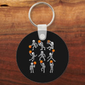 Halloween Basketball Skeletons Dunking Dribble Boy Sleutelhanger (Voorkant)