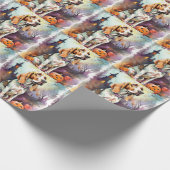 Halloween Basset Hond with Pumpkins Scary Cadeaupapier (Hoek)