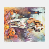 Halloween Basset Hond with Pumpkins Scary Fleece Deken (Voorkant (Horizontaal))