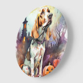 Halloween Basset Hond with Pumpkins Scary Grote Klok (Hoek)