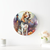 Halloween Basset Hond with Pumpkins Scary Grote Klok (Huis)