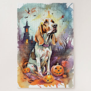 Halloween Basset Hond with Pumpkins Scary Legpuzzel