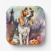 Halloween Basset Hond with Pumpkins Scary Papieren Bordje (Voorkant)