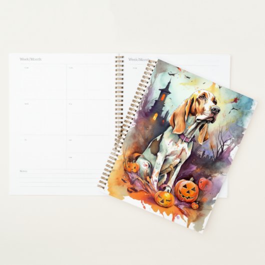 Halloween Basset Hond with Pumpkins Scary Planner (Display)