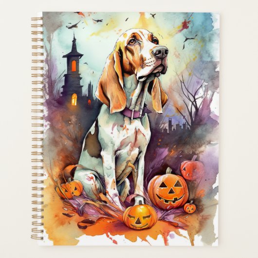 Halloween Basset Hond with Pumpkins Scary Planner (Voorkant)